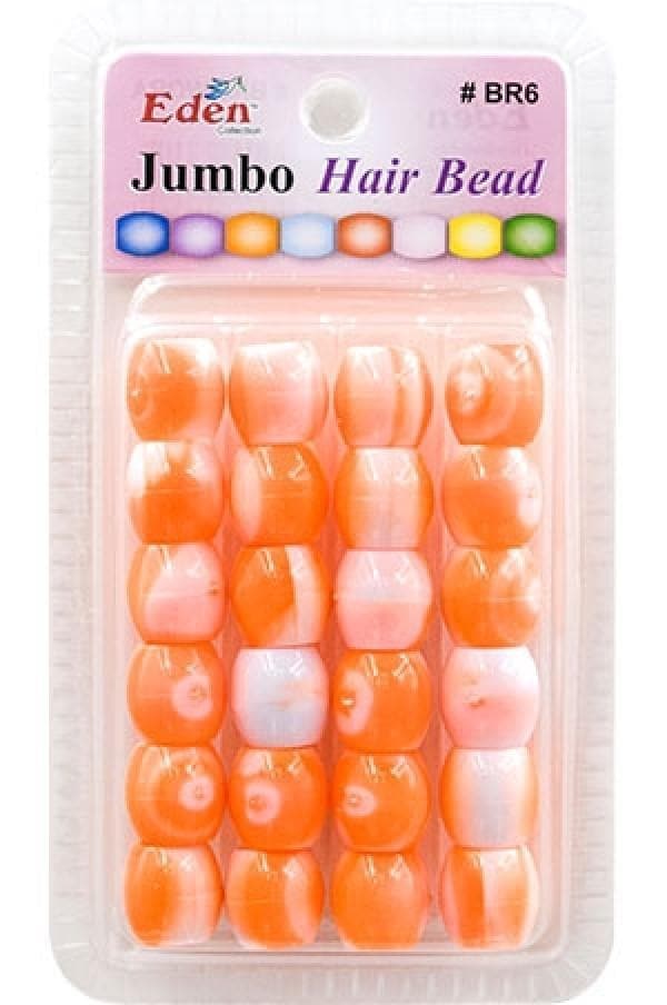 Eden Jumbo Hair Beads - Orange 2 Tone #BR6WORA - Beautiful Black Hair