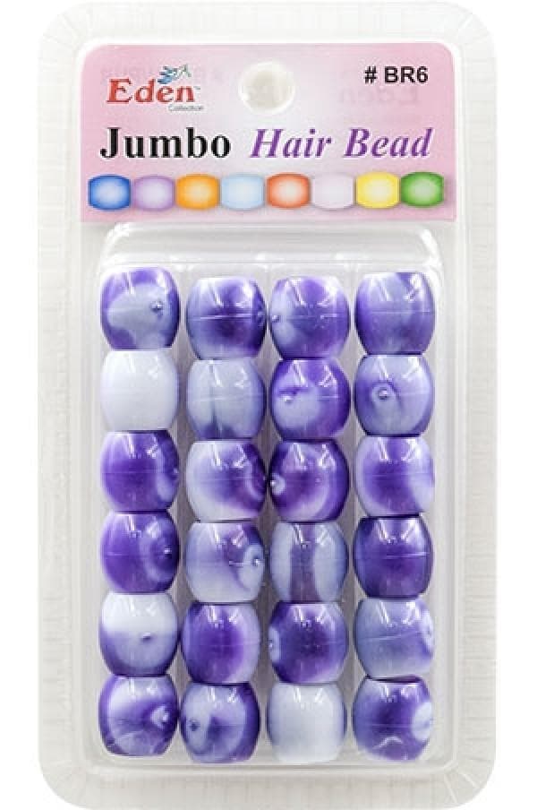 Eden Jumbo Hair Beads - Purple 2 Tone #BR6WPUR - Beautiful Black Hair