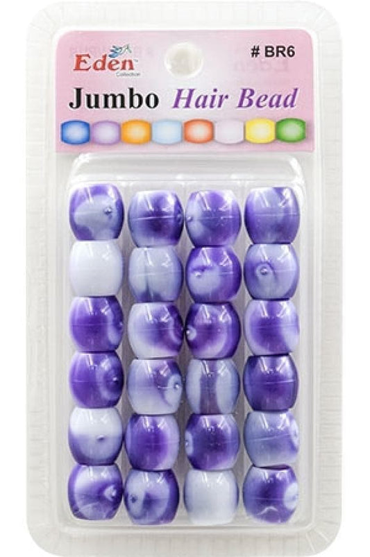 Eden Jumbo Hair Beads - Purple 2 Tone #BR6WPUR - Beautiful Black Hair