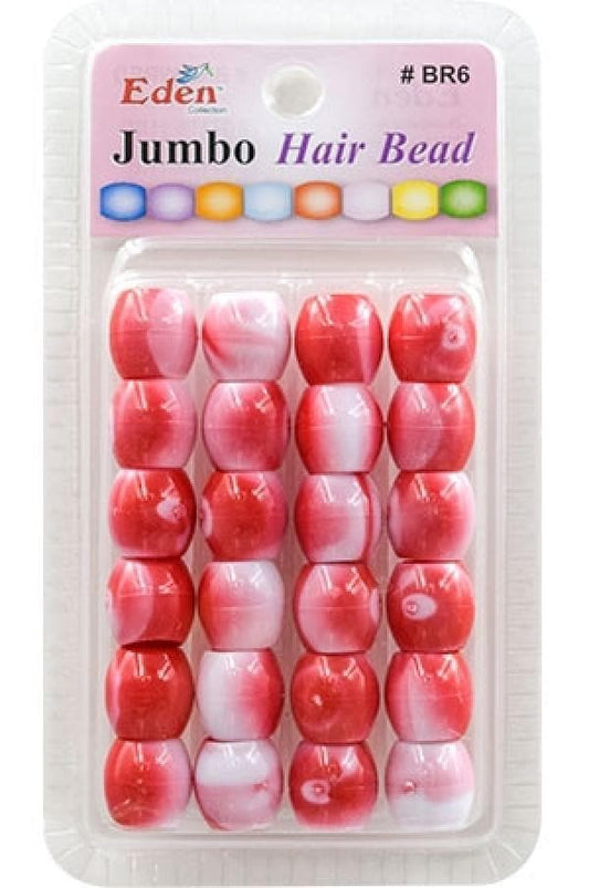 Eden Jumbo Hair Beads - Red 2 Tone #BR6WRED - Beautiful Black Hair