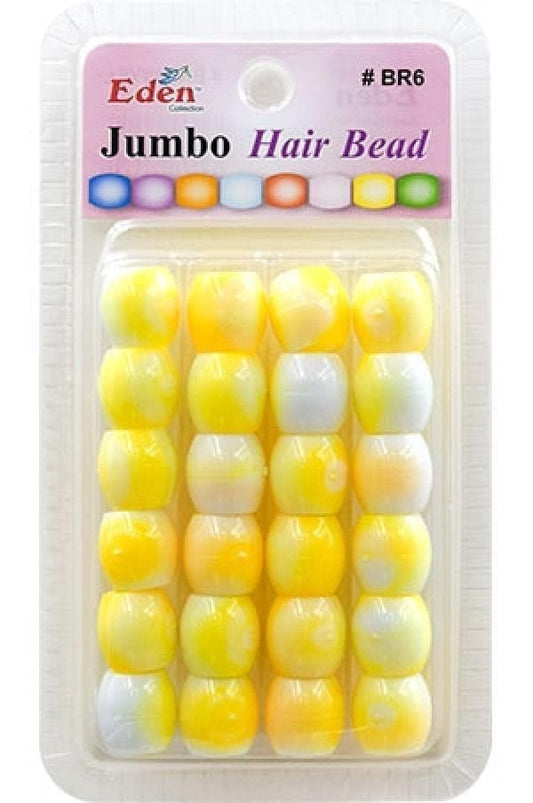 Eden Jumbo Hair Beads - Yellow 2 Tone #BR6WYEL - Beautiful Black Hair