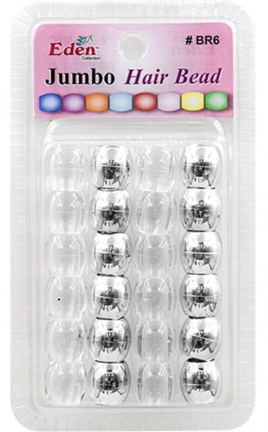 Eden Jumbo Hair Beads - Clear & Silver #BR6-MSC - Beautiful Black Hair