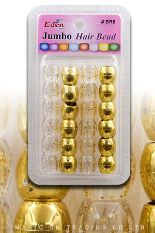 Eden Jumbo Hair Beads - Clear & Gold #BR6-MGC - Beautiful Black Hair