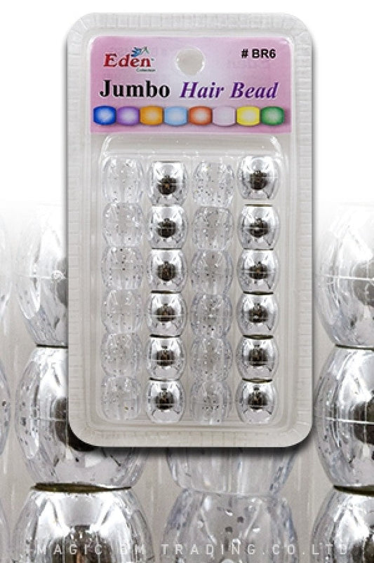 Eden Jumbo Hair Beads - Clear & Gold #BR6-MGC - Beautiful Black Hair