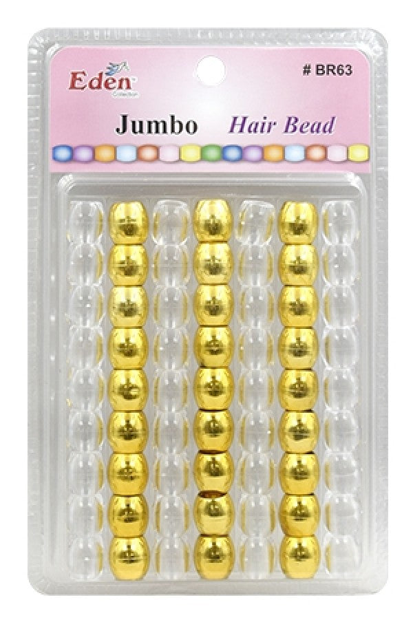 Eden Jumbo Hair Beads - Clear & Gold #BR63MGC
