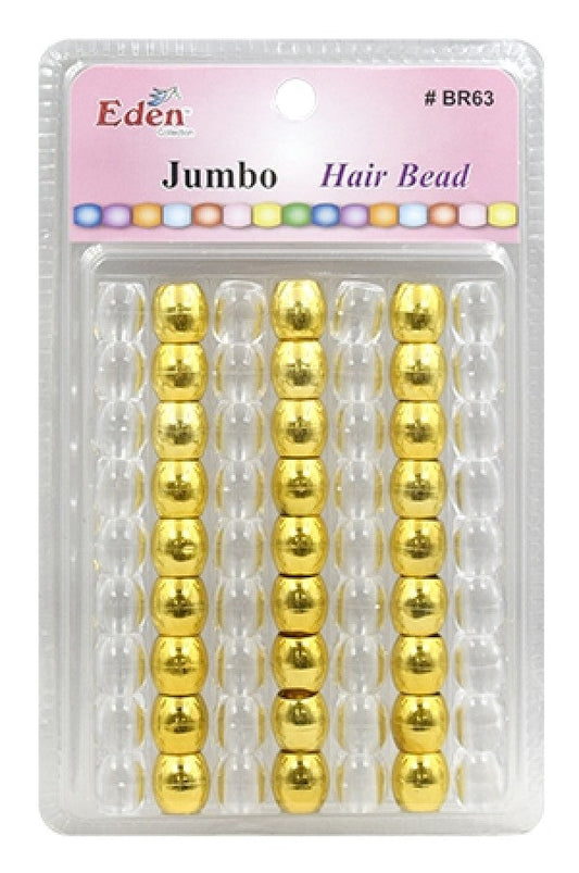 Eden Jumbo Hair Beads - Clear & Gold #BR63MGC