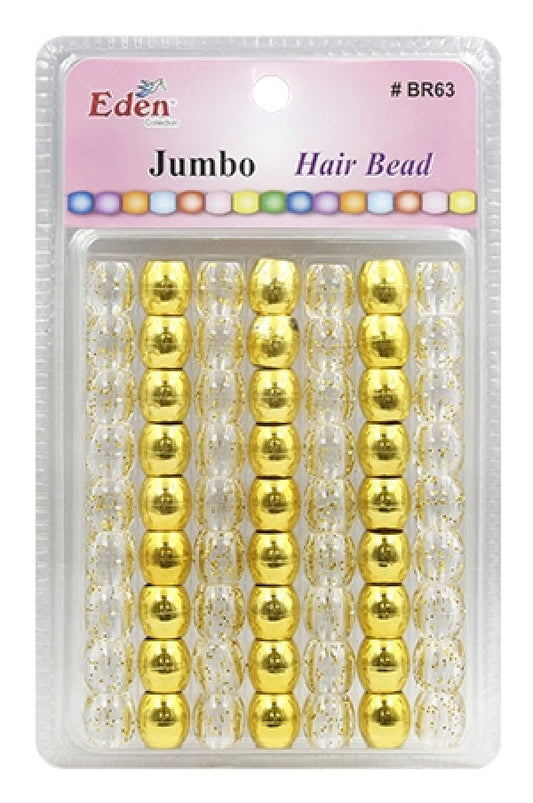 Eden Jumbo Hair Beads - Gold & Clear w/ Glitter #BR63MGG