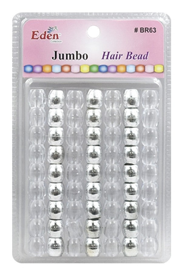 Eden Jumbo Hair Beads - Clear & Silver #BR63MSC