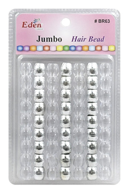 Eden Jumbo Hair Beads - Clear & Silver #BR63MSC