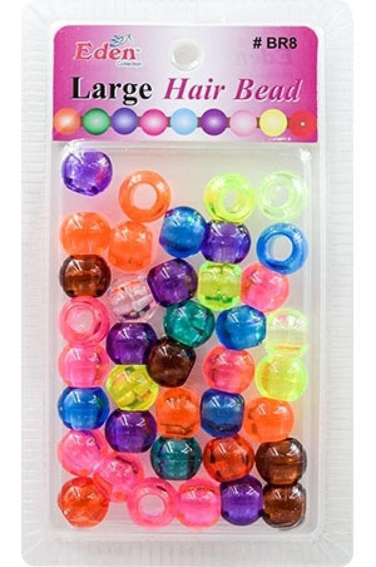 Eden Large Hair Beads - Clear Assorted #BR8CM - Beautiful Black Hair