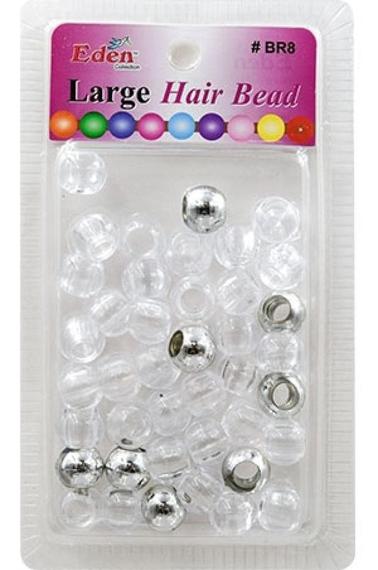 Eden Large Hair Beads - Clear & Silver #BR8MSC - Beautiful Black Hair