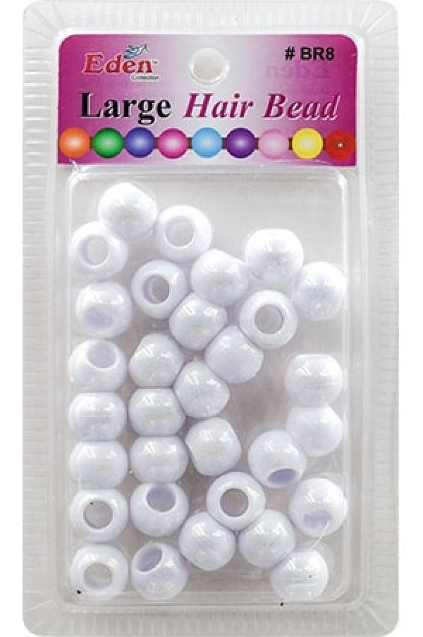 Eden Large Hair Beads - White #BR8WAB - Deluxe Beauty Supply