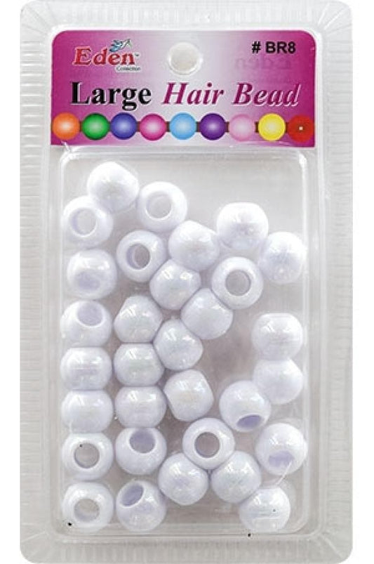 Eden Large Hair Beads - White #BR8WAB - Deluxe Beauty Supply
