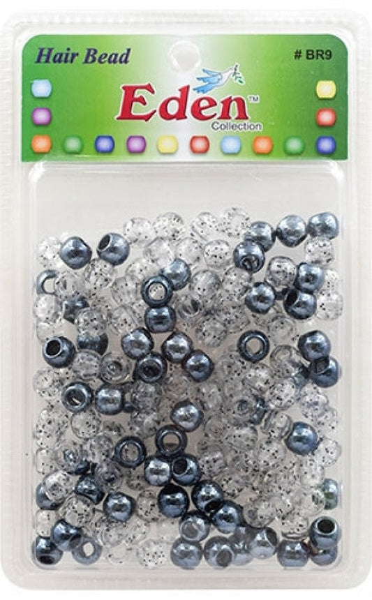 Eden Medium Hair Beads Jumbo Pack - Metalic Black w/Glitter #BR9TBLA