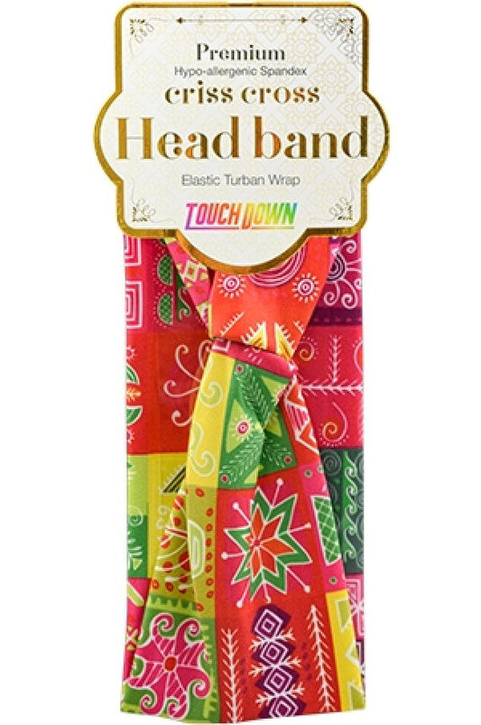 Touch Down Premium Cris Cross Head Band - African Art