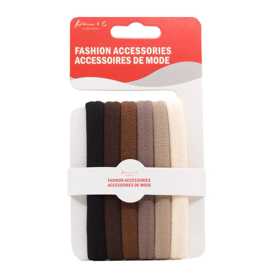 6pc Fashion Hair Pony-tailers - Brown #91986