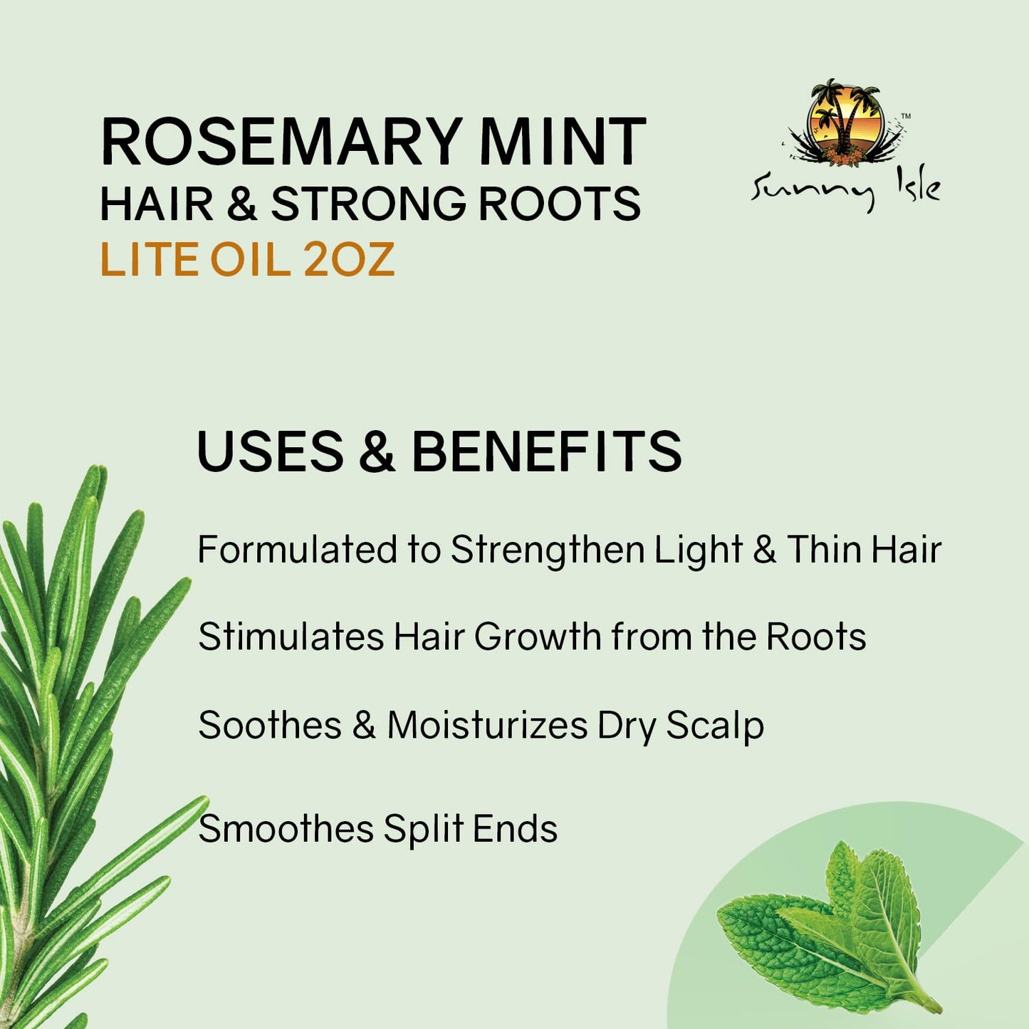 Sunny Isle Rosemary Mint Hair & Strong Roots Oil - Lite