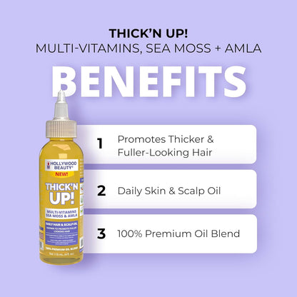 Hollywood Beauty Thick’N Up! Multi-Vitamins, Sea Moss, & Amla Daily Hair & Scalp Oil