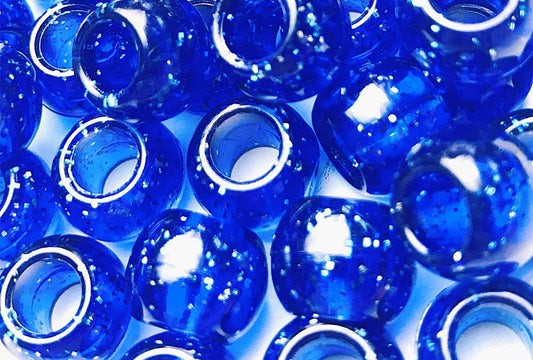 Tara Hair Beads - Blue Crystal w/ Silver Glitter Jumbo Pack #9369