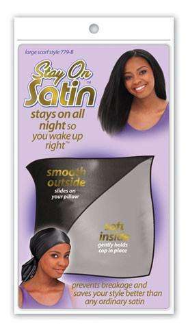 Stay On Satin Large Scarf - Style 779 Black - Beautiful Black Hair