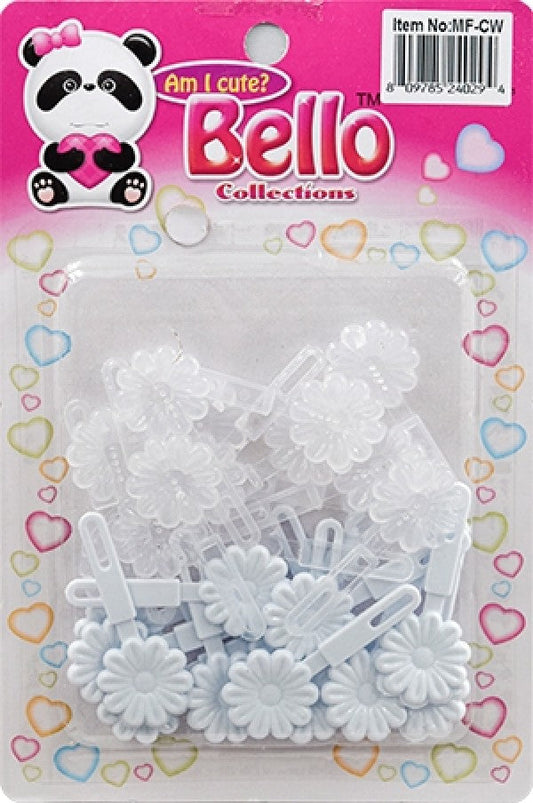 Bello Mini Hair Barrettes - Flower Clear & White #MF-CW