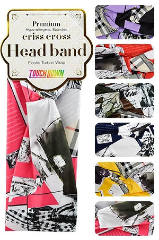Touch Down Premium Cris Cross Head Band - Checkplaid