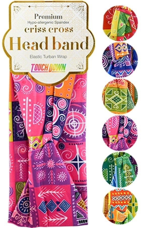 Touch Down Premium Cris Cross Head Band - African Art - Dollar Deals