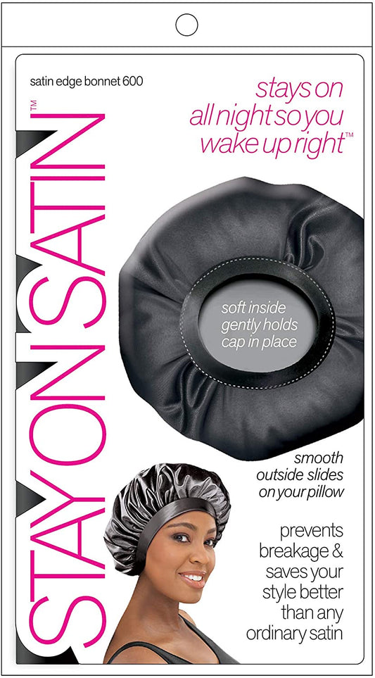 Stay On Satin Smooth Edge Bonnet - Style 600 Black - Beautiful Black Hair