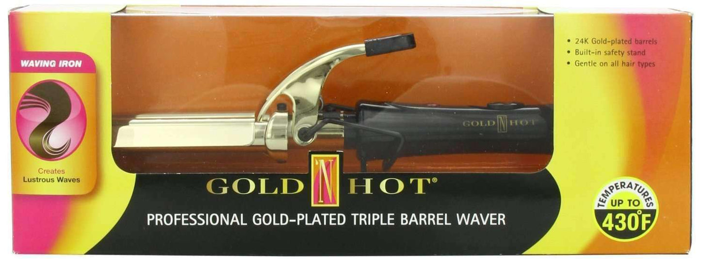 Gold N Hot Professional Gold Triple Barrel Waver - Beautiful Black Hair