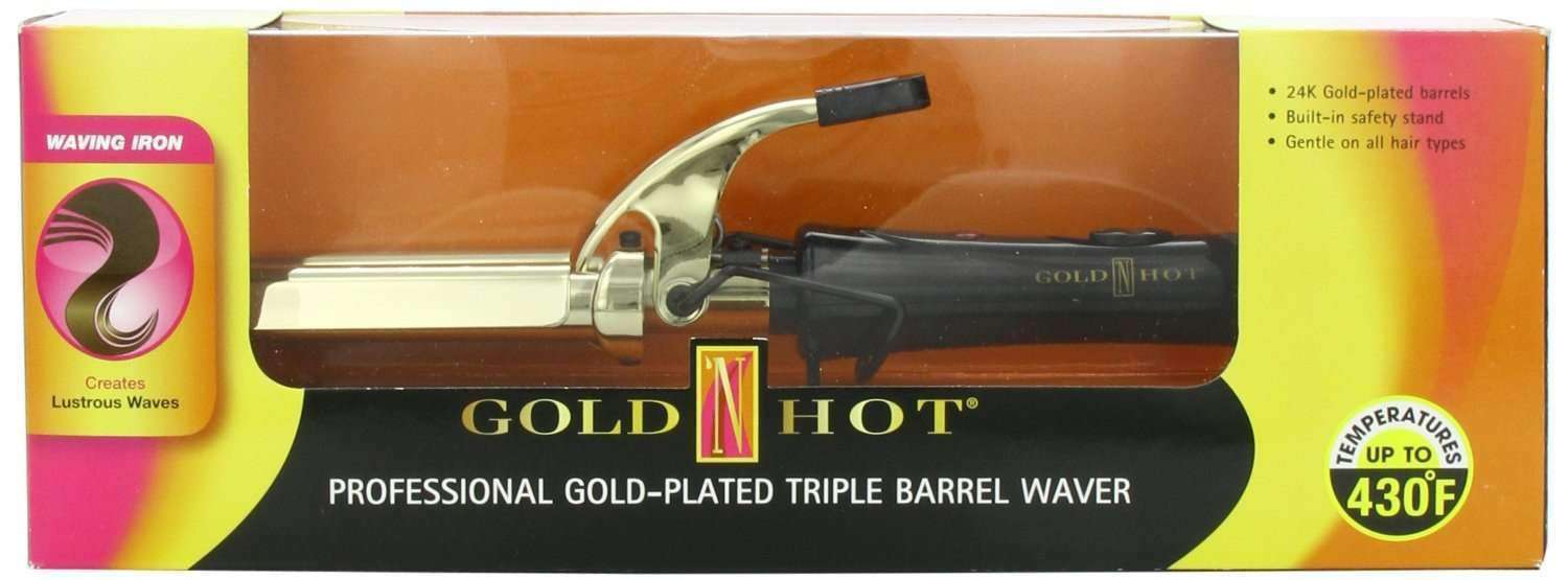 Gold N Hot Professional Gold Triple Barrel Waver - Beautiful Black Hair