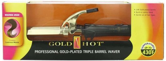 Gold N Hot Professional Gold Triple Barrel Waver - Beautiful Black Hair