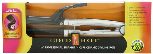 Gold N Hot Straight N Curl Ceramic Styling Iron 1 1/4" - Beautiful Black Hair