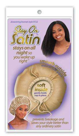 Stay On Satin Drawstring Bonnet - Style 9722 Assorted - Beautiful Black Hair