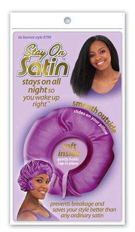 Stay On Satin Tie Bonnet - Style 9799 Assorted - Beautiful Black Hair