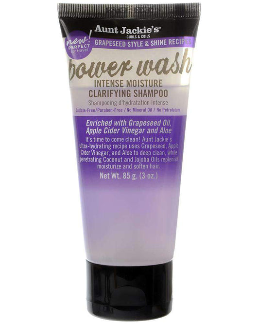 Aunt Jackie's Grapeseed Style & Shine Recipes "Power Wash" Intense Moisture Clarifying Shampoo 3oz - Beautiful Black Hair