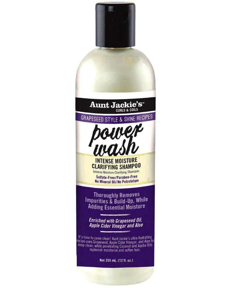 Aunt Jackie's Grapeseed Style & Shine Recipes "Power Wash" Intense Moisture Clarifying Shampoo 12oz - Beautiful Black Hair