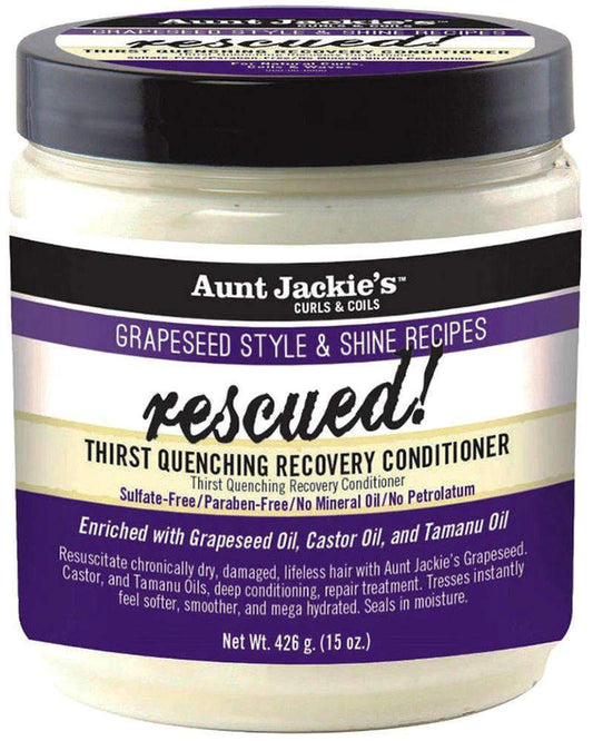 Aunt Jackie's Grapeseed Style & Shine Recipes "Rescued!" Thirst Quenching Recovery Conditioner - Beautiful Black Hair