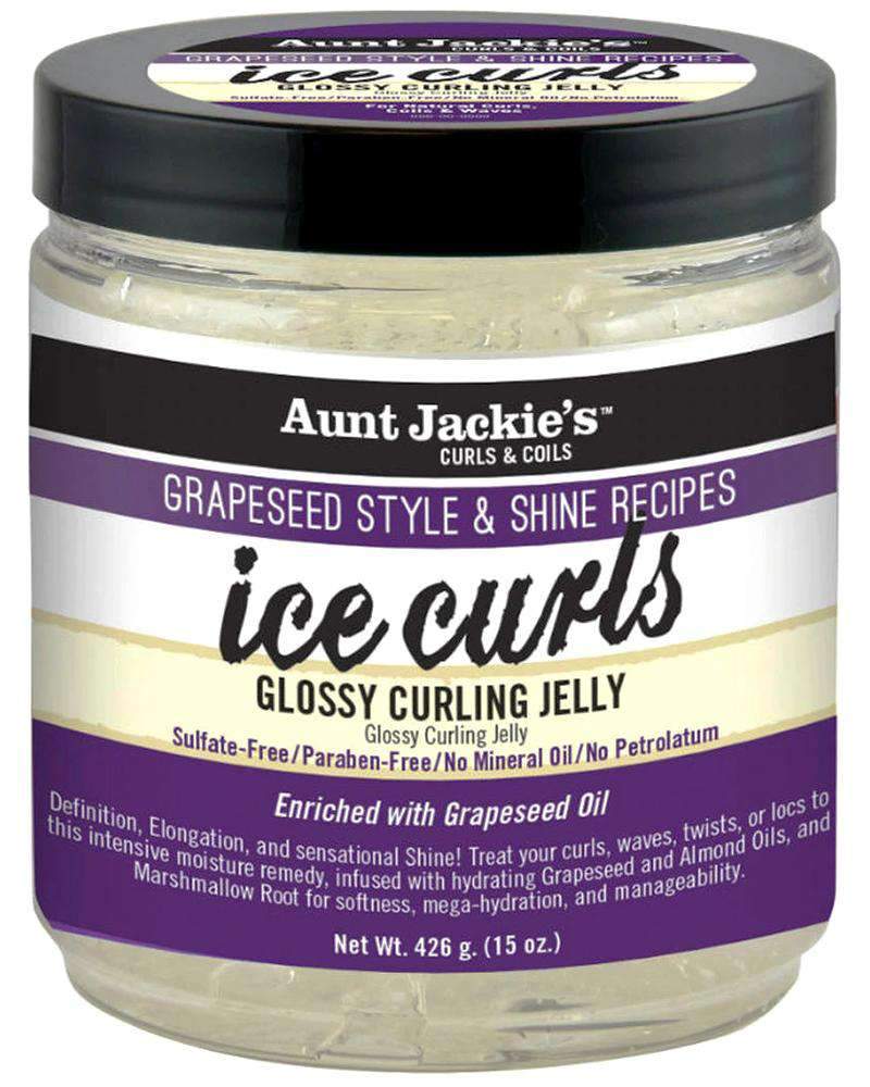 Aunt Jackie's Grapeseed Style & Shine Recipes "Ice Curls" Glossy Curling Jelly - Beautiful Black Hair