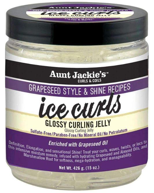 Aunt Jackie's Grapeseed Style & Shine Recipes "Ice Curls" Glossy Curling Jelly - Beautiful Black Hair