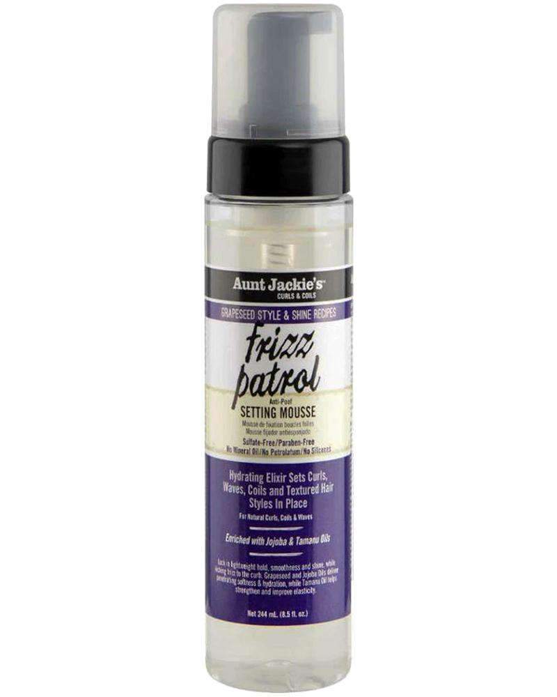 Aunt Jackie's Grapeseed Style & Shine Recipes "Frizz Patrol" Anti-Poof Twist & Curl Setting Mousse - Beautiful Black Hair