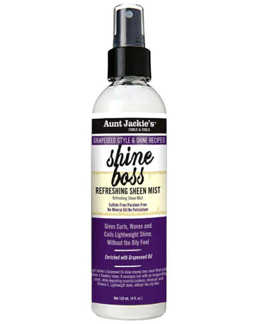 Aunt Jackie's Grapeseed Style & Shine Recipes "Shine Boss" Refreshing Sheen Mist - Beautiful Black Hair