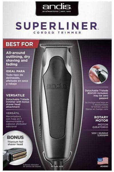 Andis SuperLiner Trimmer w/Bonus Shaver Head - Beautiful Black Hair