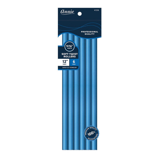 Annie 9/16" Soft Twist Rollers 6pcs - Blue #1256