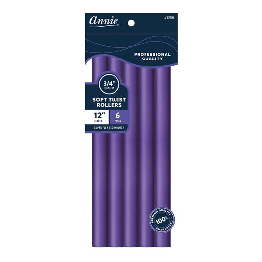Annie 3/4" Soft Twist Rollers 6pcs - Purple #1259
