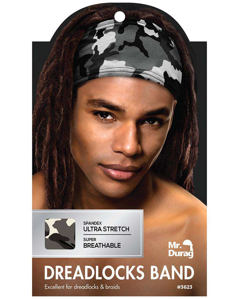 Mr. Durag Spandex Ultra Stretch Dread Locks Band - Grey Camo - Beautiful Black Hair