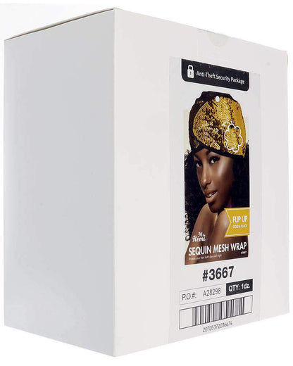 Ms. Remi Sequin Mesh Wrap Flip Up Gold & Black
