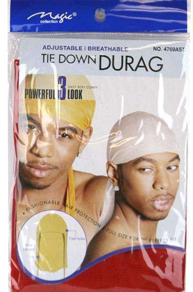 Magic Collection Adjustable Tie Down Du Rag #4769AST - Beautiful Black Hair