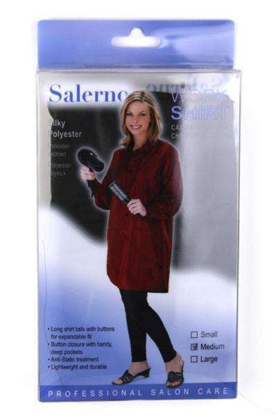 Salerno Silky Polyester Work Shirt Medium - Black #7733 - Beautiful Black Hair