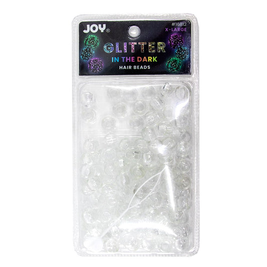 Joy Glitter In the Dark Hair Beads XL - Clear #16812