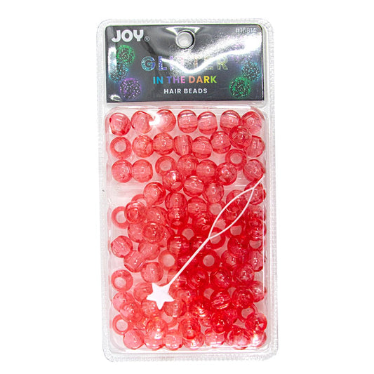 Joy Glitter In the Dark Hair Beads XL - Red #16814